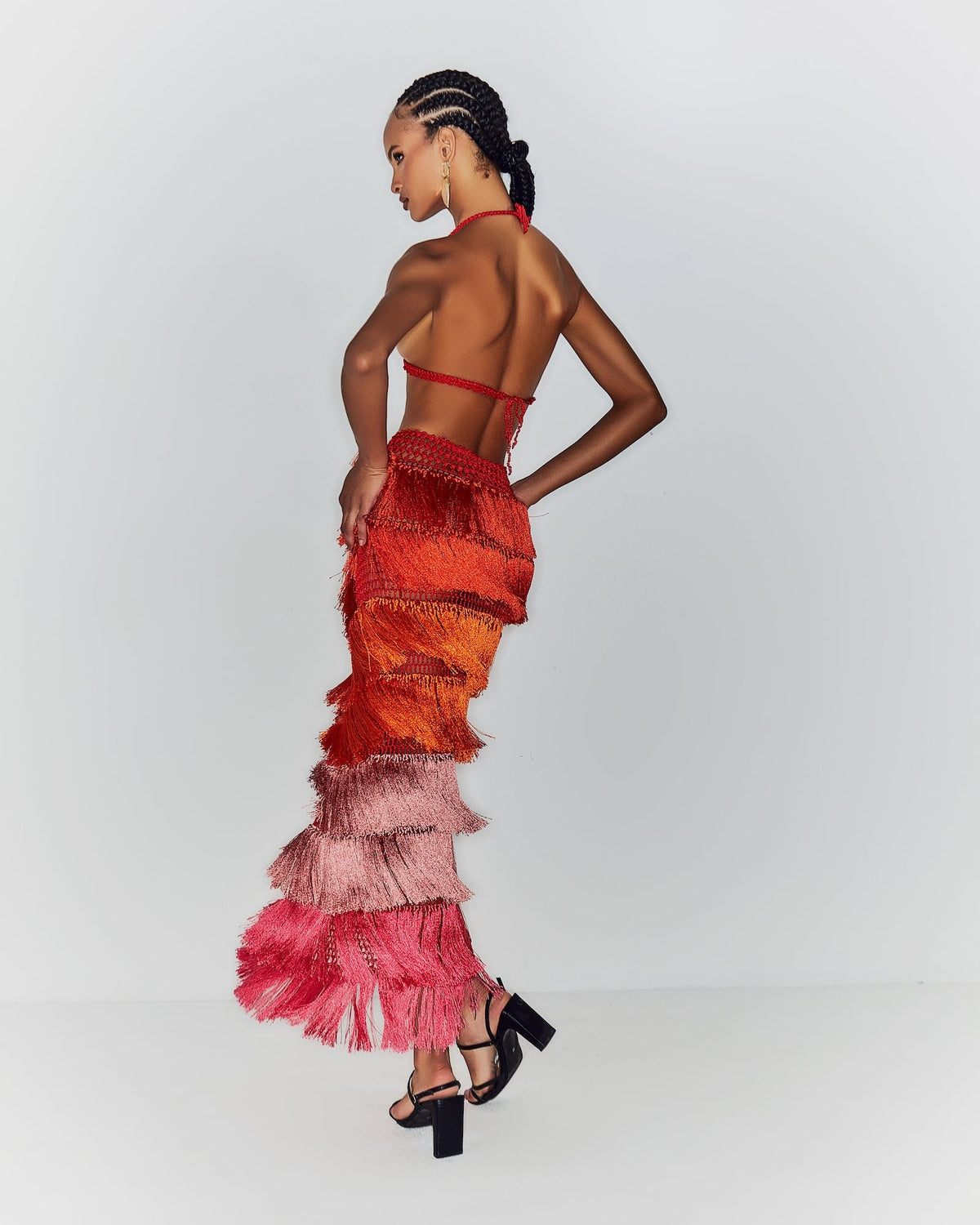 Jeri Mid Skirt - Red, Orange & Pink