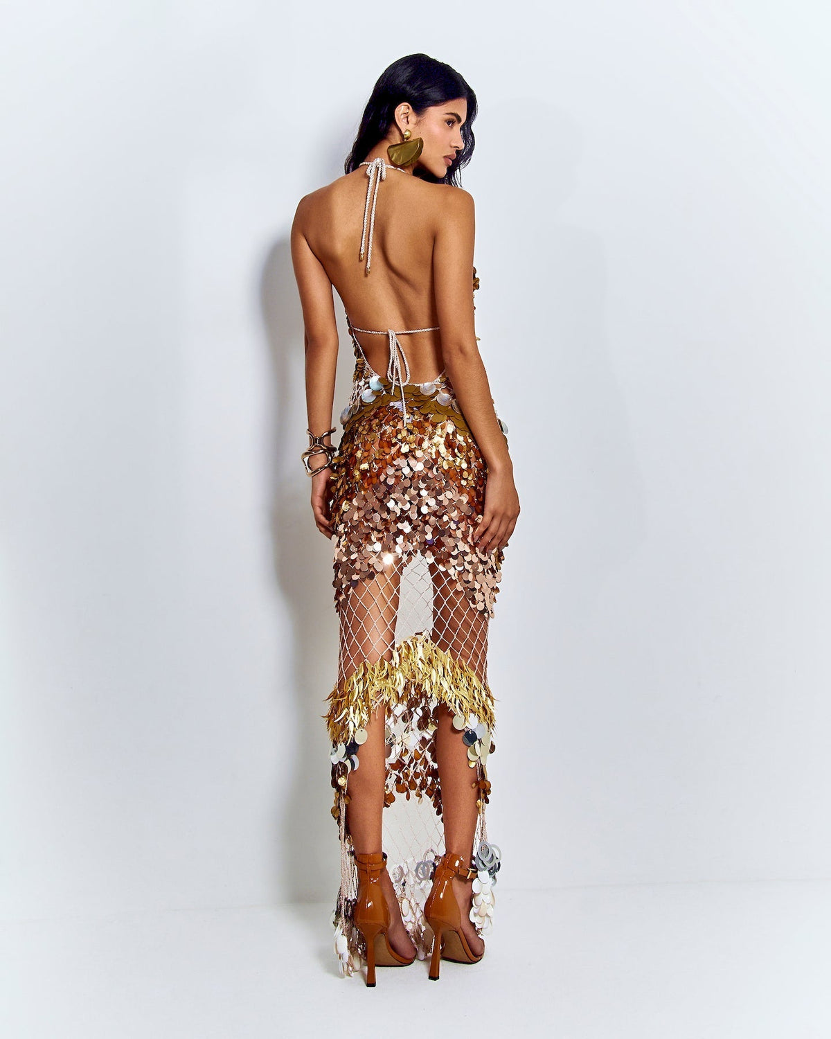 Kalahari Maxi Dress - Tons de Dourado e Prata