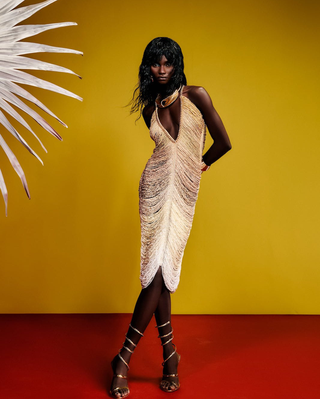 Rainbow Mountain midi dress - Golden Tones