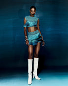 Jeri Mini Skirt - Tons de azul