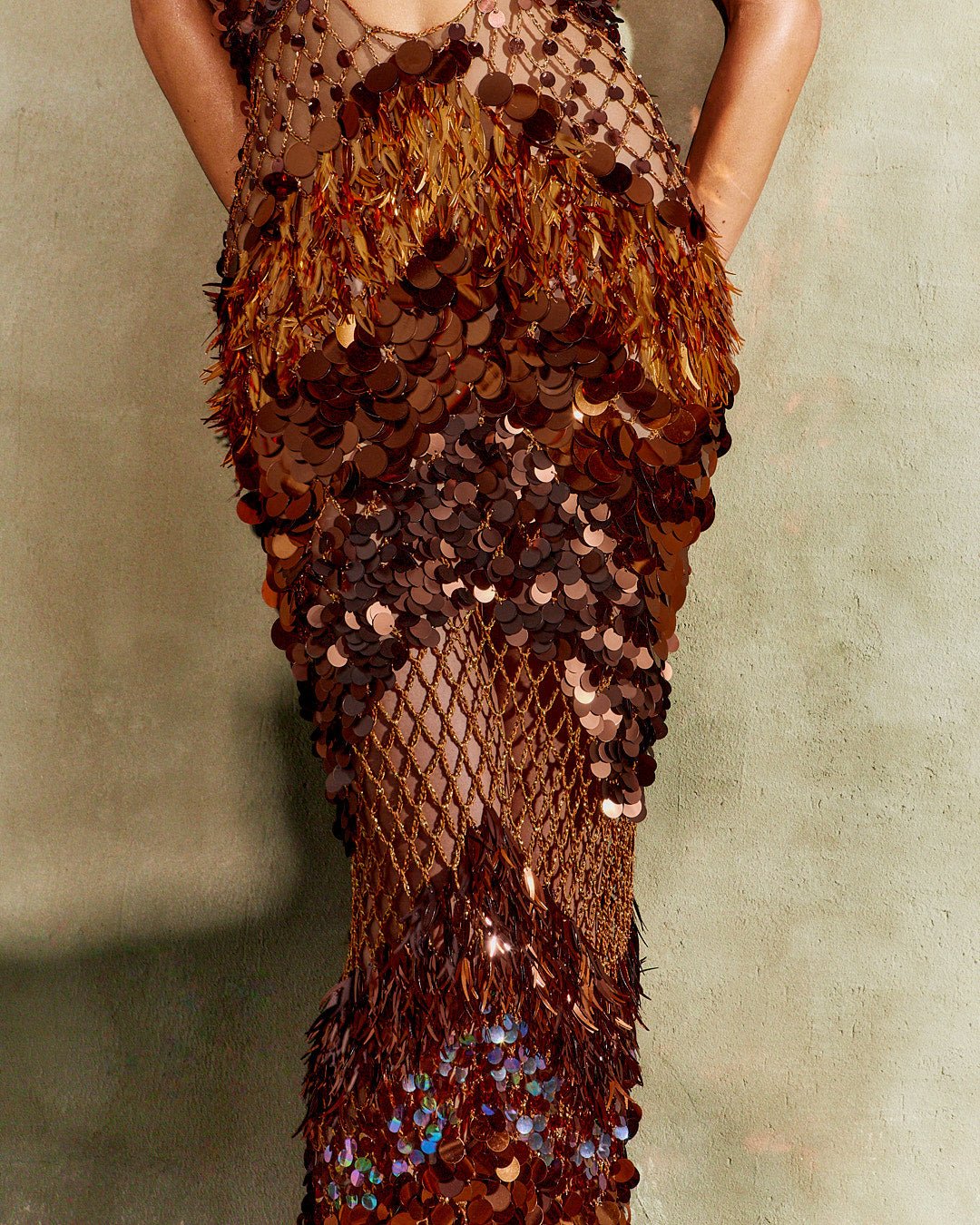 Kalahari Maxi Dress - Tons de Dourado e Bronze