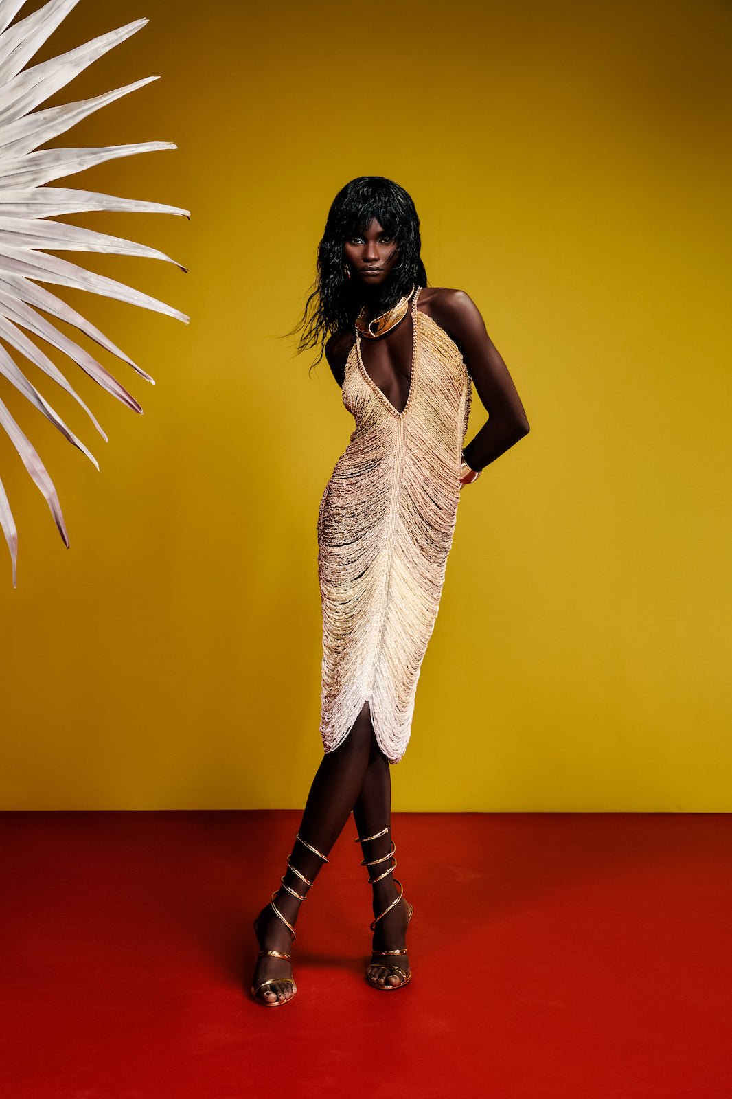 Rainbow Mountain midi dress - Golden Tones